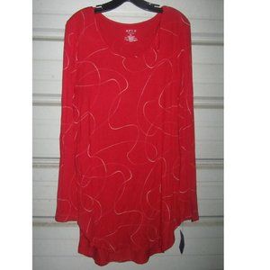 XL Size NEW Red Stretchy soft long tunic top from Kohls Womens shirt APT 9
